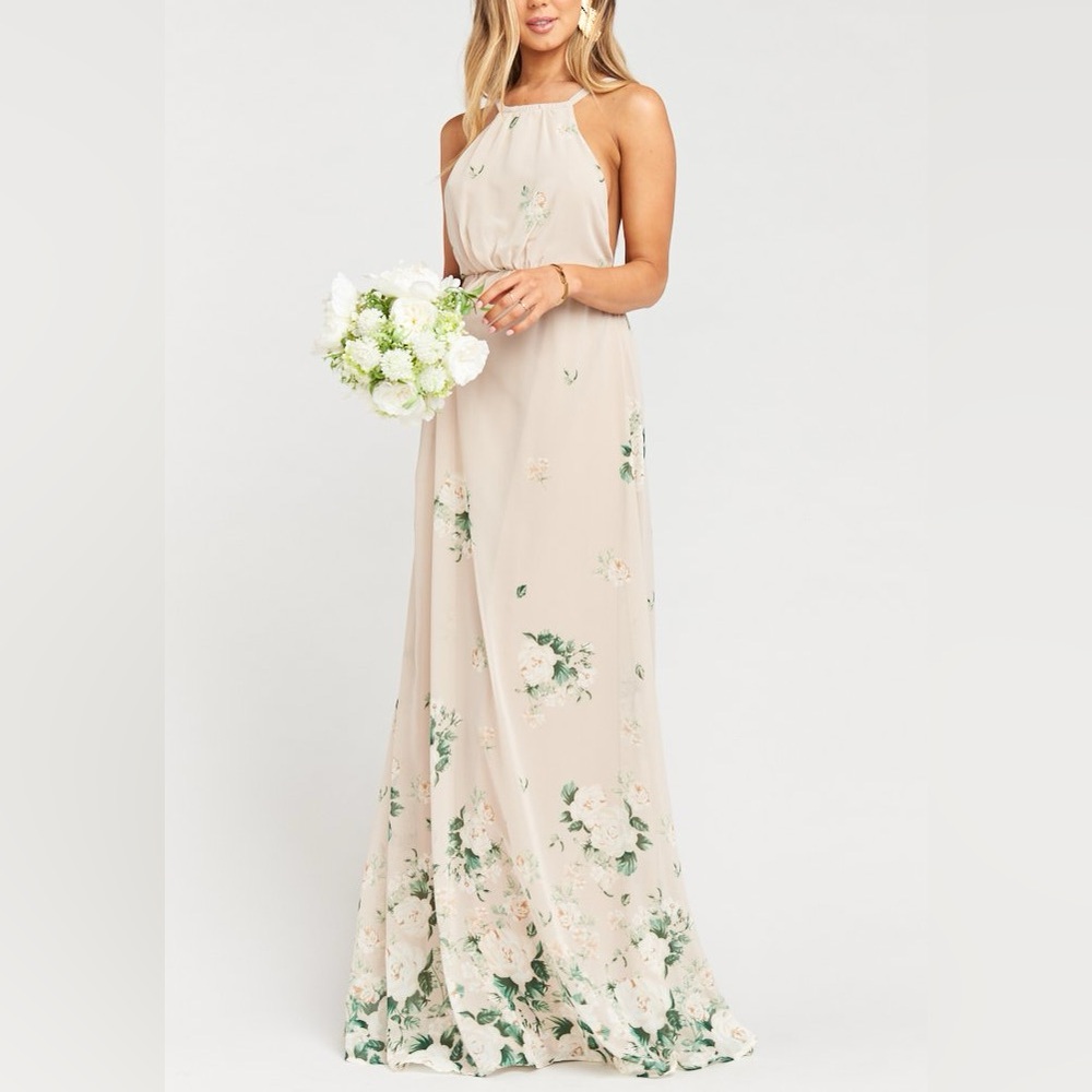 Show Me Your Mumu Tan White Floral Maxi Dress size Small